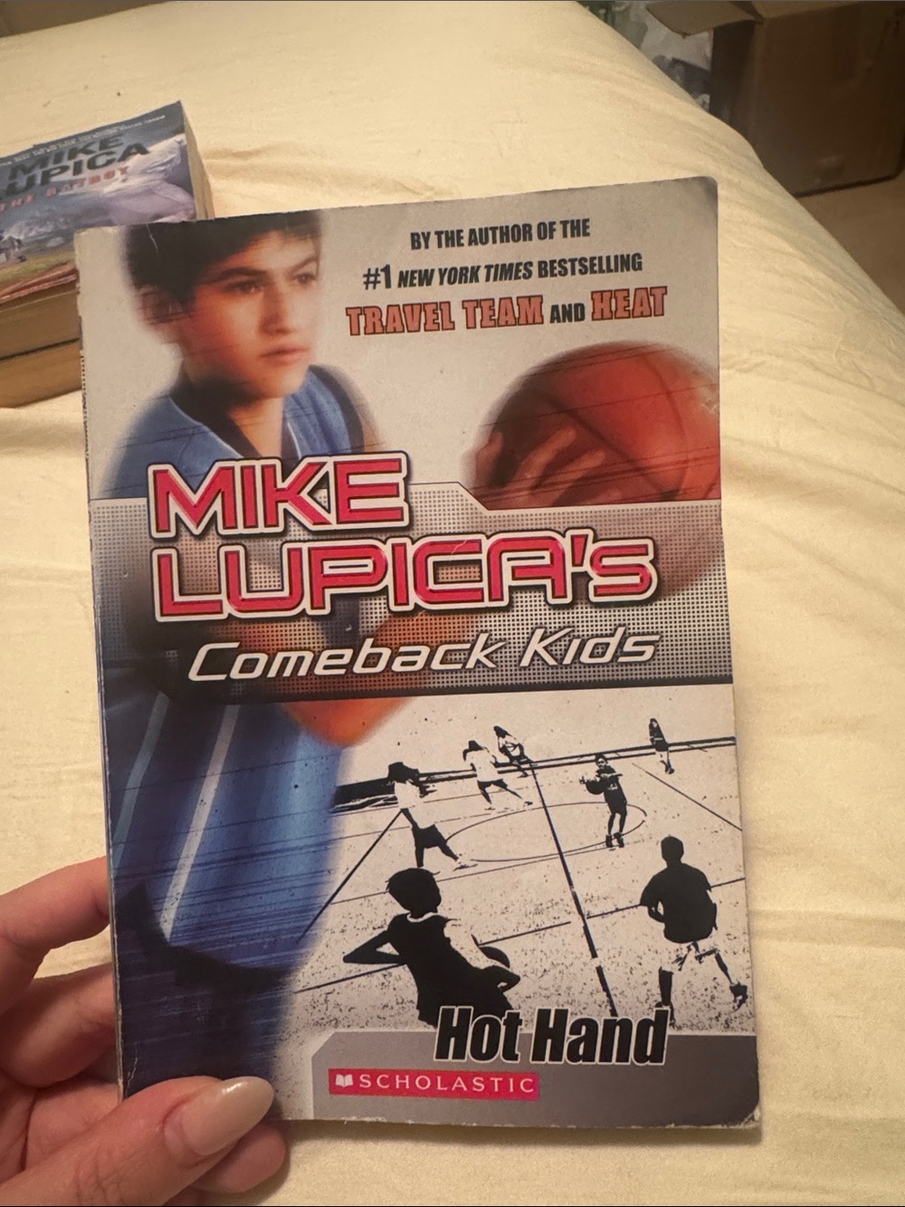 Scholastic Blue and Red 'Mike Lupica's Comeback Kids: Hot Hand' Book Cover